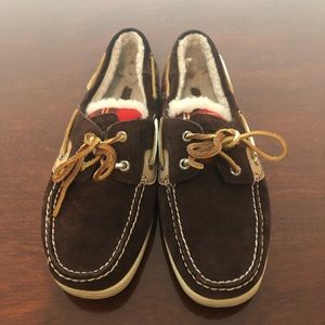 Fur Lined Sperry Topsiders with plaid accent 9